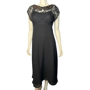 Pins & Needles Black Dress Womens Size 2 Midi Beaded Collar Lace